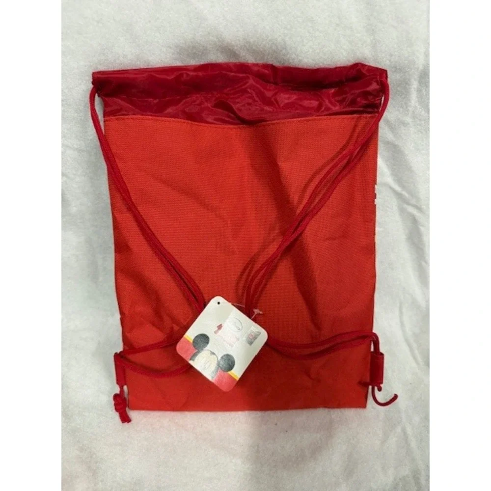 Disney Mickey Mouse Fun With Everyone Red Drawstring Backpack Bag Kids NWT